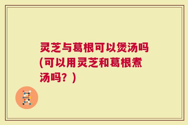 灵芝与葛根可以煲汤吗(可以用灵芝和葛根煮汤吗？)