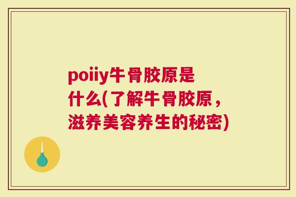poiiy牛骨胶原是什么(了解牛骨胶原，滋养美容养生的秘密)