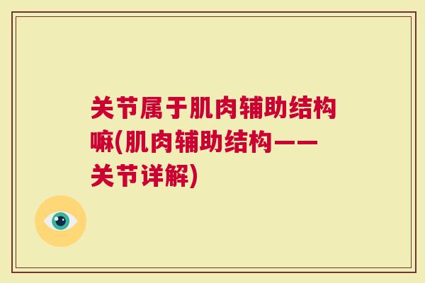 关节属于肌肉辅助结构嘛(肌肉辅助结构——关节详解)