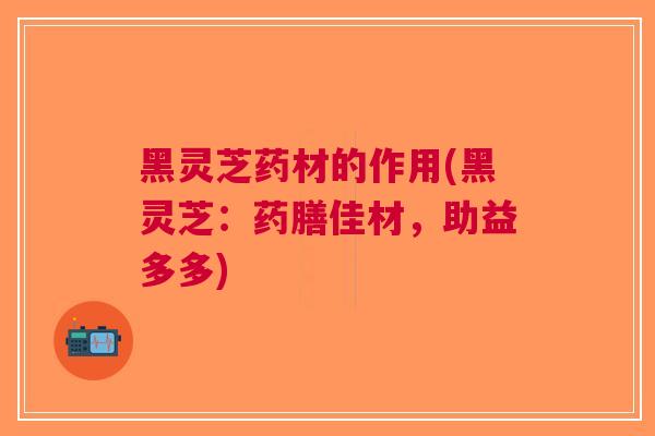 黑灵芝药材的作用(黑灵芝：药膳佳材，助益多多)