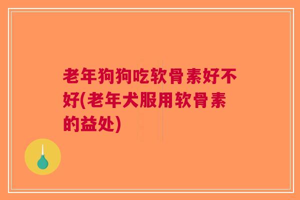 老年狗狗吃软骨素好不好(老年犬服用软骨素的益处)