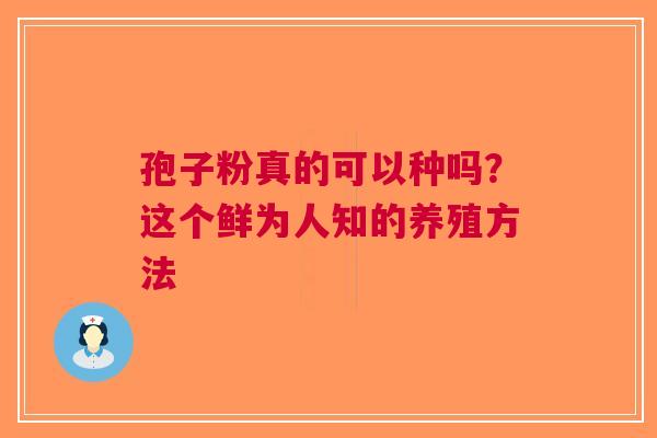 孢子粉真的可以种吗？这个鲜为人知的养殖方法