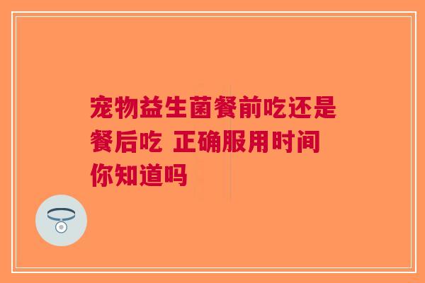 宠物益生菌餐前吃还是餐后吃 正确服用时间你知道吗