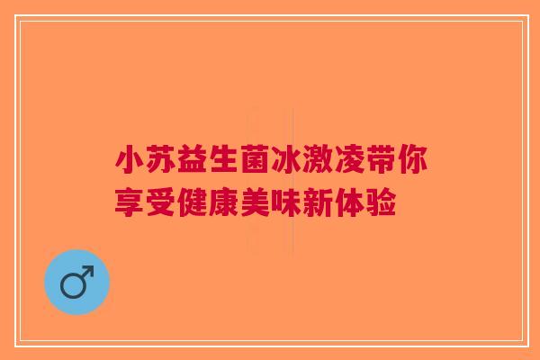 小苏益生菌冰激凌带你享受健康美味新体验